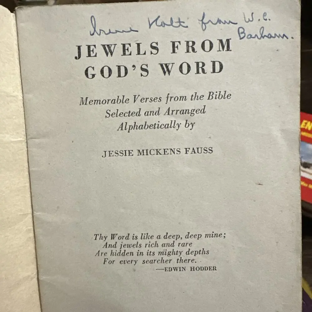 Jewels from God's Word by Jessie‎ Mickens Fauss SSPB Booklet Abingdon 1936